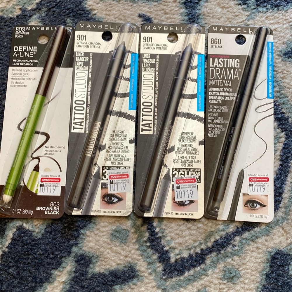 Maybelline Womans Eyeliner Brand New lot Charcoal Black